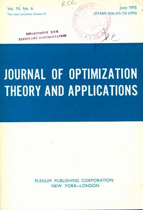 Livrenpoche : Journal of optimization Vol. 15 n°6 - Collectif - Livre