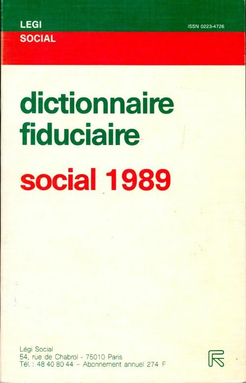 Livrenpoche : Dictionnaire fiduciaire sociale 1989 - Collectif - Livre