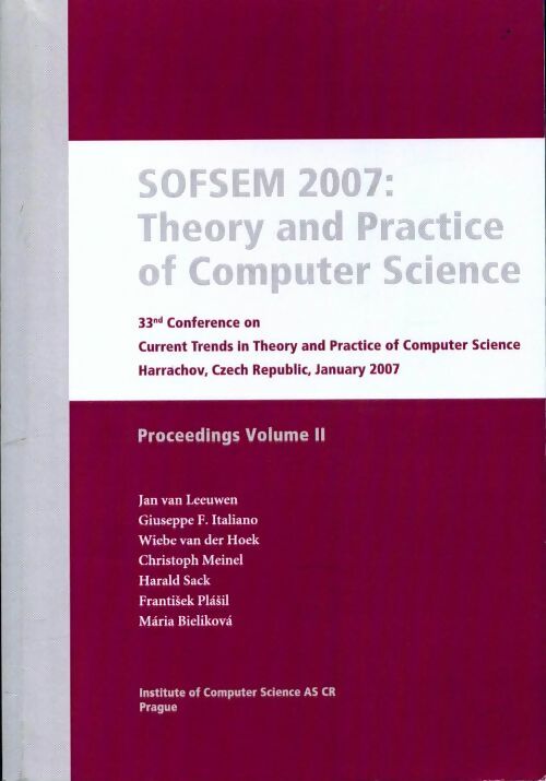 Livrenpoche : Sofsem 2007 : Theory and practice of computer science - Collectif - Livre