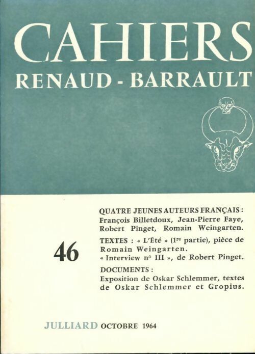Livrenpoche : Cahiers Renaud-Barrault n°46 : Quatre jeunes auteurs français - Collectif - Livre