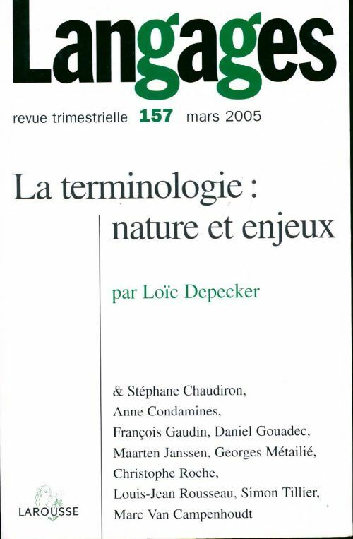 Livrenpoche : Langages n°157 : La terminologie : nature et enjeux - Collectif - Livre