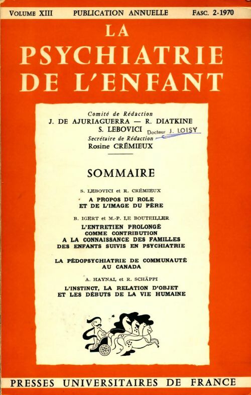 Livrenpoche : La psychiatrie de l'enfant Tome XIII fascicule 2 - Collectif - Livre