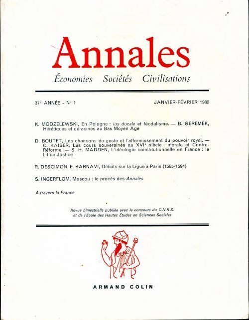 Livrenpoche : Annales 37e année n°1 - Collectif - Livre