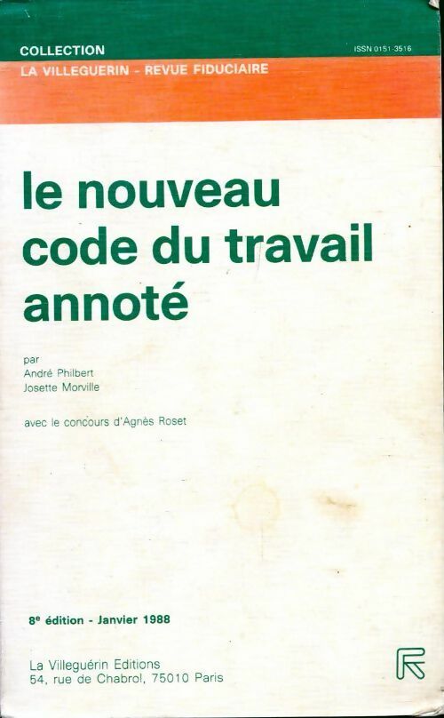 Livrenpoche : Le nouveau code du travail annoté 1988 - André Philbert - Livre