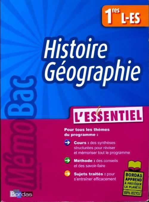 Histoire-Géographie Premières L, ES - Marc Alibert -  Mémo Bac - Livre