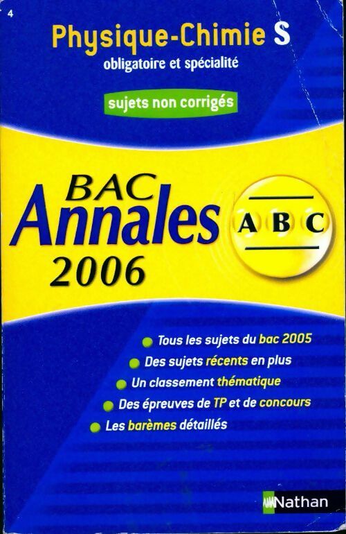 Livrenpoche : Physique chimie Terminal S obligatoire et spécialité Sujets non corrigés 2006 - Michel Faye - Livre