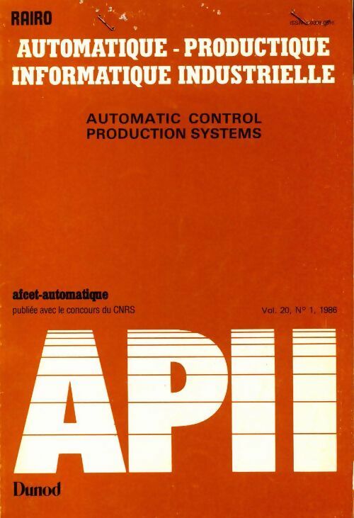 Livrenpoche : Rairo. Automatique-Productique Informatique industrielle Vol. 20 n°1 - Collectif - Livre