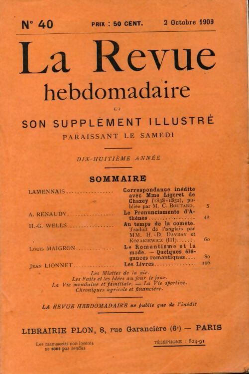 La revue hebdomadaire 18e année n°40 - Collectif -  La revue hebdomadaire - Livre