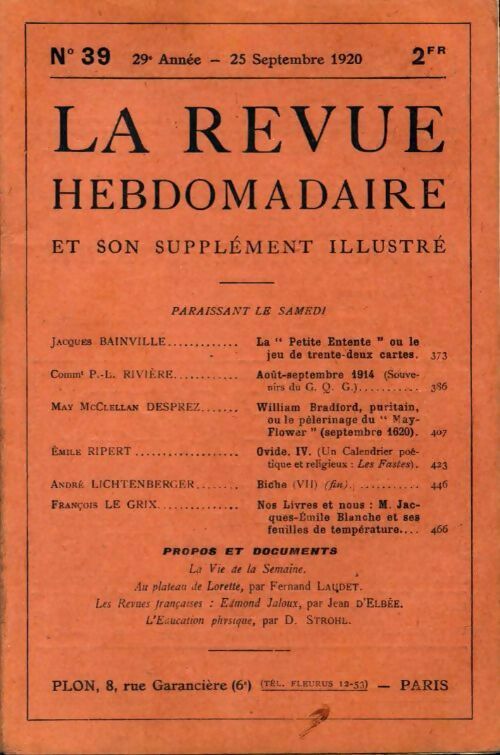 Livrenpoche : La revue hebdomadaire 29e année n°39 - Collectif - Livre