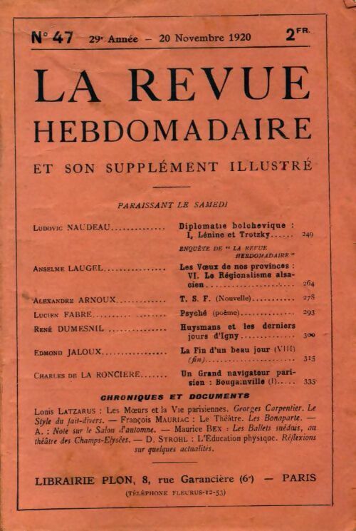 La revue hebdomadaire 29e année n°47 - Collectif -  La revue hebdomadaire - Livre