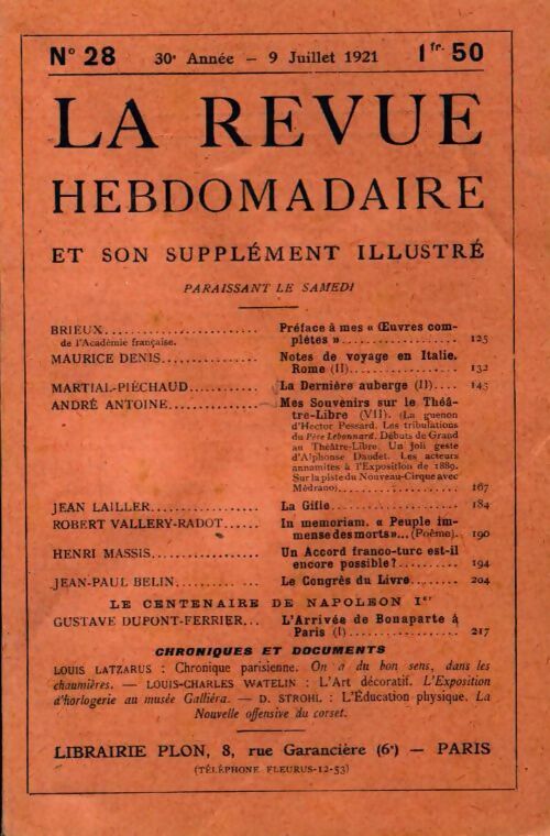 La revue hebdomadaire 30e année n°28 - Collectif -  La revue hebdomadaire - Livre