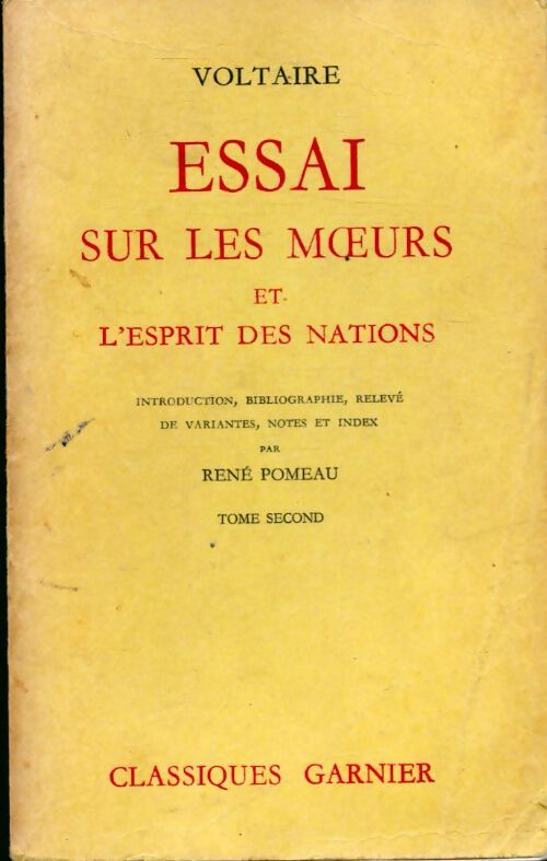 Essai sur les moeurs et l'esprit des nations - Voltaire - Livre