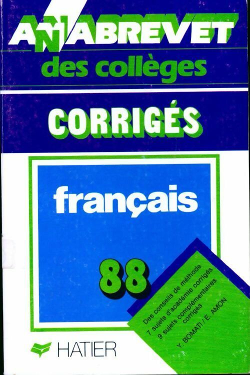 Français corrigés 1988 - Evelyne Amon -  Annabrevet - Livre