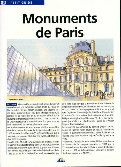 Monuments de Paris - André Bravard -  Petit guide - Livre