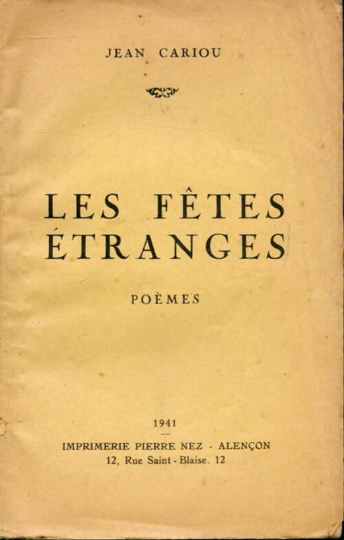 Livrenpoche : Les fêtes étranges - Jean Cariou - Livre