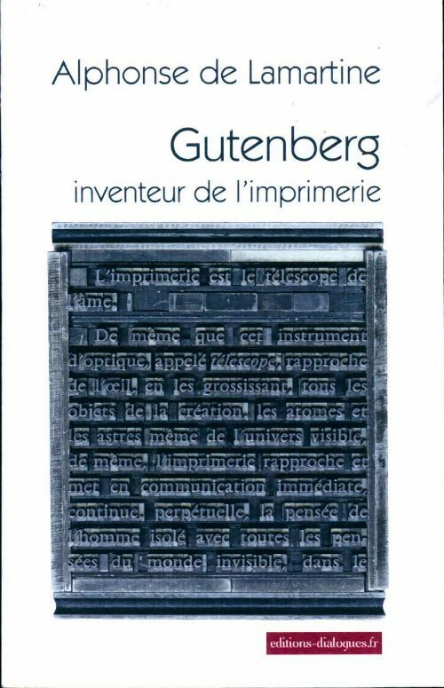 Livrenpoche : Gutenberg inventeur de l'imprimerie - Alphonse De Lamartine - Livre