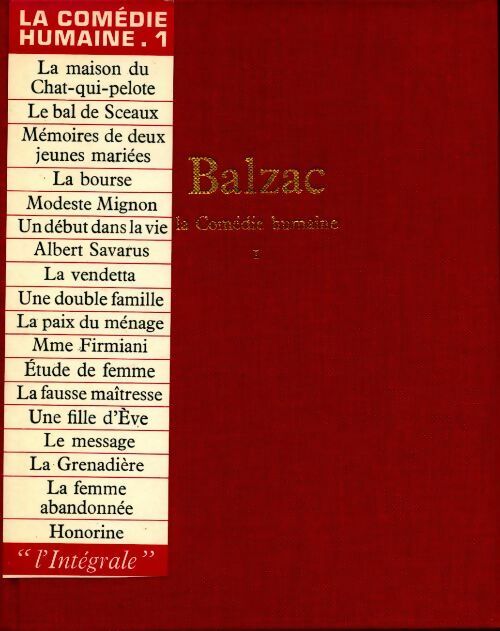 La comédie humaine Tome I - Honoré De Balzac -  Seuil GF - Livre