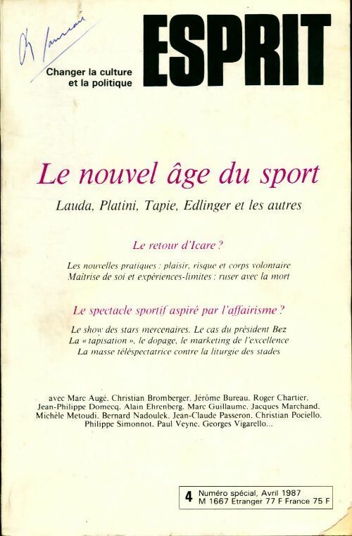Livrenpoche : Esprit n°4 : Le nouvel âge du sport - Collectif - Livre