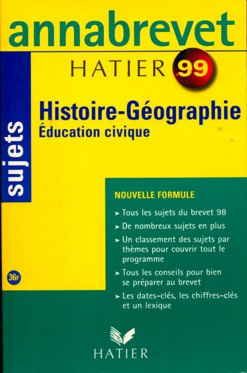 Livrenpoche : Histoire-géographie, éducation civique sujets 1999 - Collectif - Livre