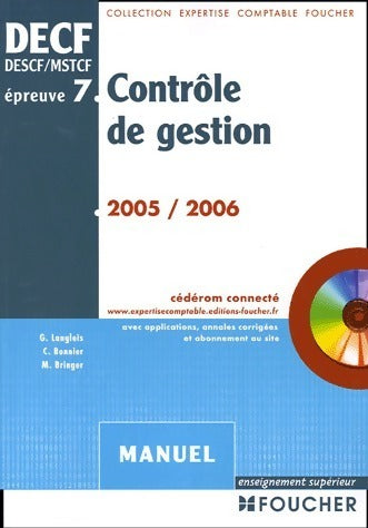 Livrenpoche : Contrôle de gestion. Epreuve n°7 DECF 2005-2006 - Georges P. Langlois - Livre