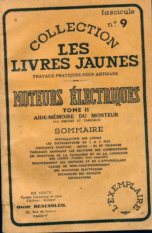 Livrenpoche : Les moteurs électriques Tome II : Aide-mémoire du monteur - Oscar Beausoleil - Livre