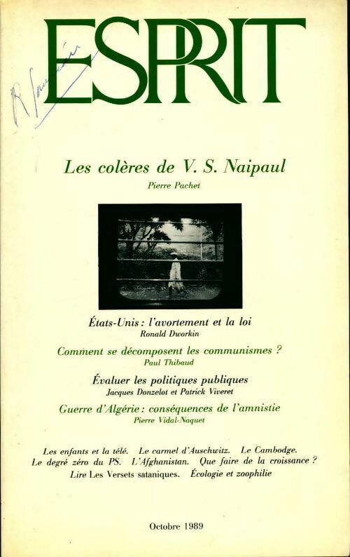 Les colères de V.S. Naipaul - Collectif -  Esprit - Livre