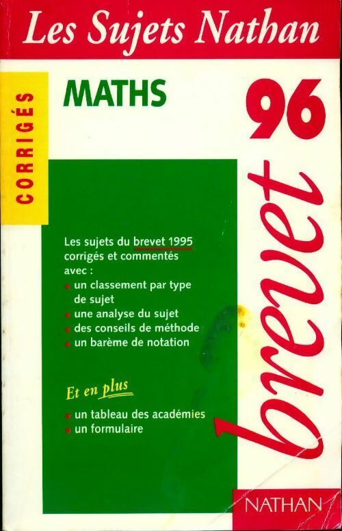 Livrenpoche : Mathématiques Brevet Corrigés 1996 - Collectif - Livre
