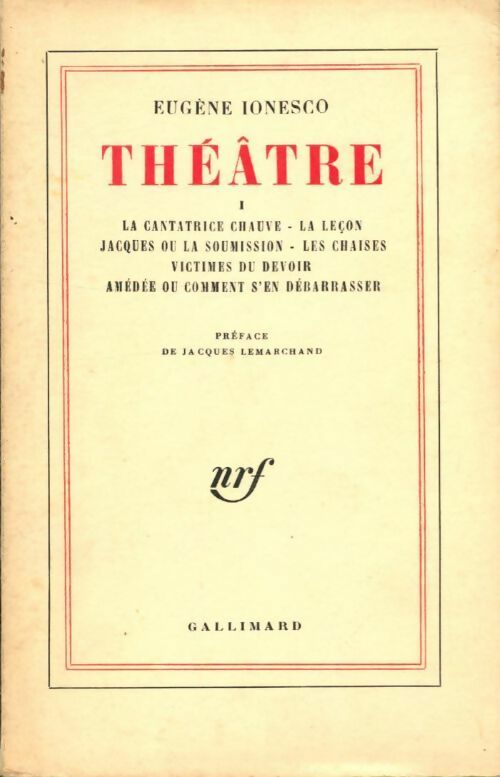 Livrenpoche : Théâtre Tome I : La cantatrice chauve / La leçon / Jacques ou la soumission / ... - Eugène Ionesco - Livre