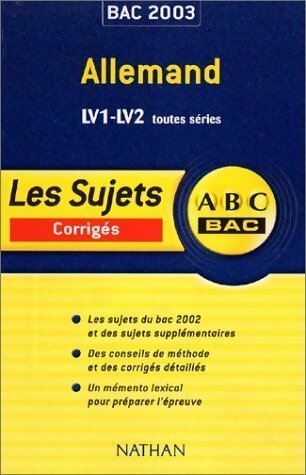 Livrenpoche : Allemand LV1-LV2 toutes séries corrigés 2003 - Cornelia Perrocheau - Livre