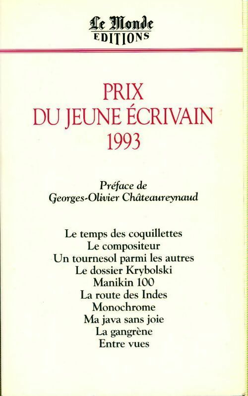 Livrenpoche : Prix du jeune écrivain tome 1993 : - Collectif - Livre
