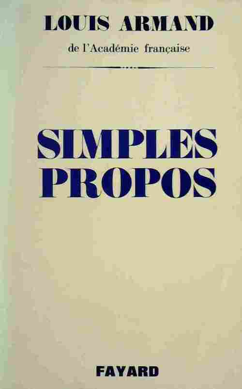 Livrenpoche : Simples propos - Louis Armand - Livre