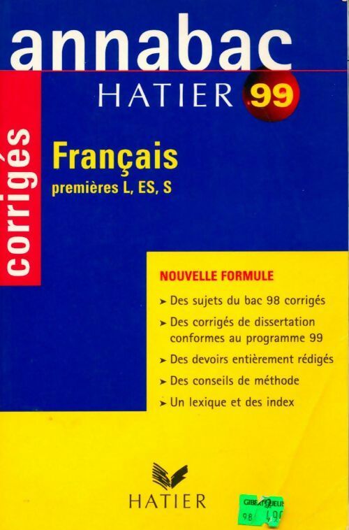 Livrenpoche : Français 1ére L/ES/S sujets et corrigés 199 - Sylvie Azerad - Livre