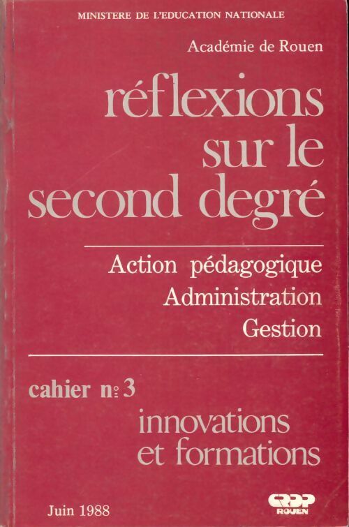 Livrenpoche : Réflexions sur le second degré n°3 : Innovations et formations - Collectif - Livre