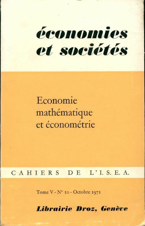 Livrenpoche : Economie mathématique économétrie - Collectif - Livre