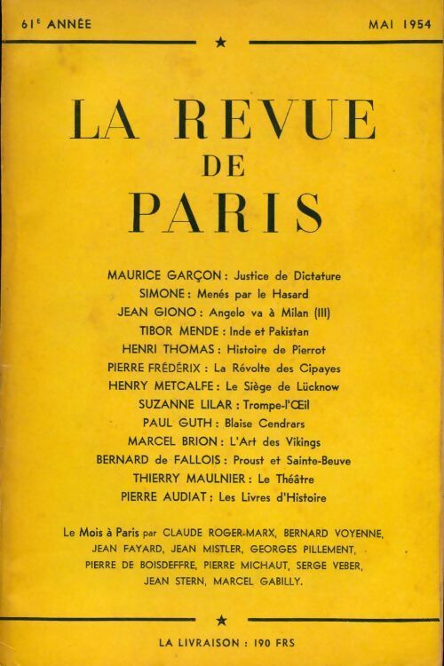 Livrenpoche : La revue de Paris 1954 n°5 - Collectif - Livre