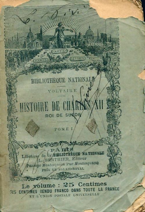 Histoire de Charles XII Tome I - Voltaire -  Bibliothèque Nationale - Livre
