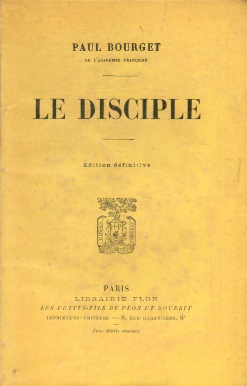 Livrenpoche : Le disciple - Paul Bourget - Livre
