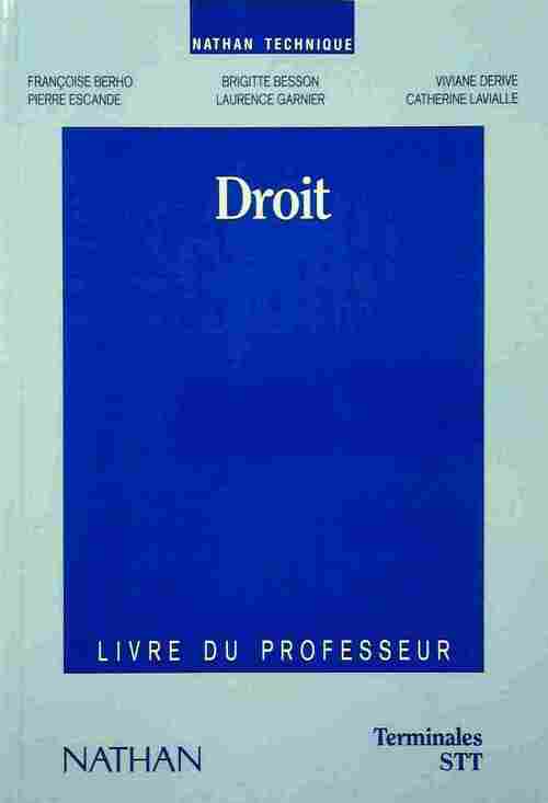 Livrenpoche : Droit Terminale STT. Livre du professeur - Collectif - Livre