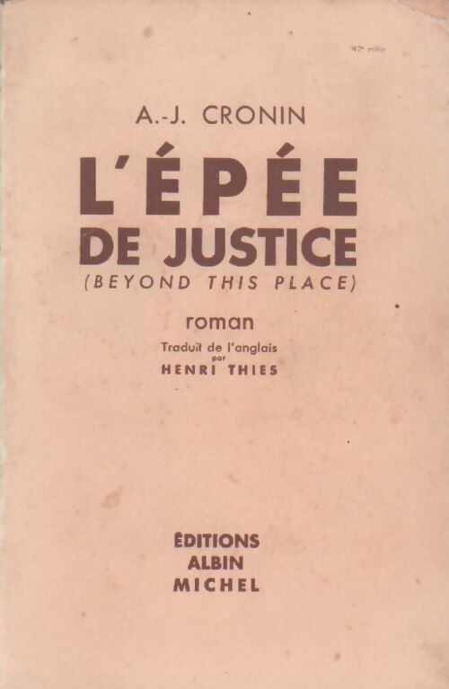 Livrenpoche : L'épée de justice - Archibald Joseph Cronin - Livre