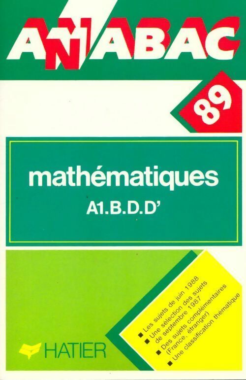 Livrenpoche : Mathématiques Terminales A1, B, D, D' 1989 - Collectif - Livre