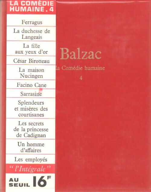 Livrenpoche : La comédie humaine Tome IV - Honoré De Balzac - Livre