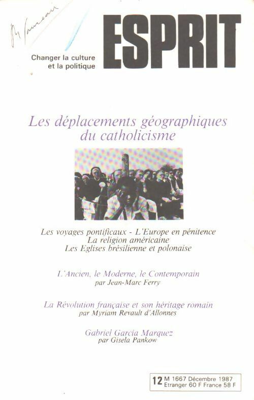 Livrenpoche : Esprit n° 133. Les déplacements géographiques du catholicisme - Collectif - Livre