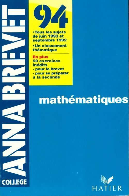 Livrenpoche : Mathématiques Brevet Sujets 1994 - Collectif - Livre
