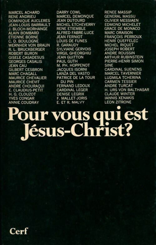 Pour vous, qui est Jésus-Christ ? - Max Thurian -  Cerf GF - Livre