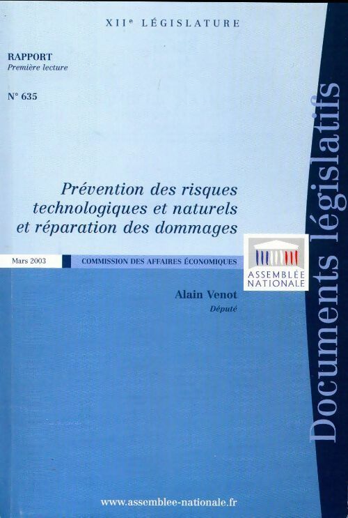 Livrenpoche : Prévention des risques technologiques et naturels et réparation des dommages - Alain Venot - Livre