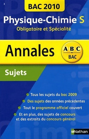 Livrenpoche : Physique-chimie Terminale S obligatoire et spécialité Sujets 2010 - Michel Faye - Livre