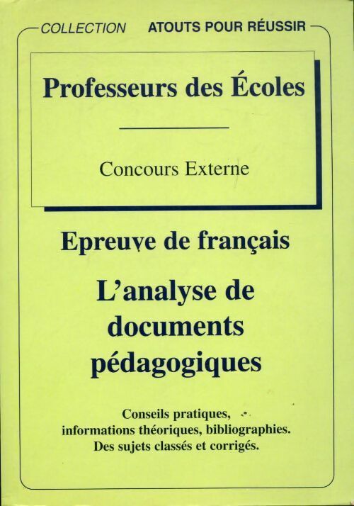 Livrenpoche : Professeurs des écoles. Epreuve de français. L'analyse de documents pédagogiques - Collectif - Livre