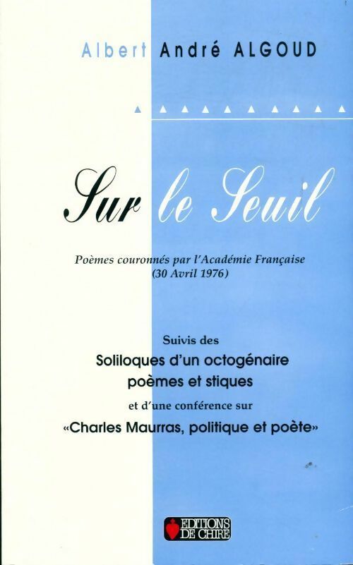 Livrenpoche : Sur le seuil - Albert Algoud, André Algoud - Livre