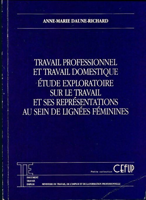Travail professionnel et travail domestique - Anne-Marie Daune-Richard -  Cefup - Livre