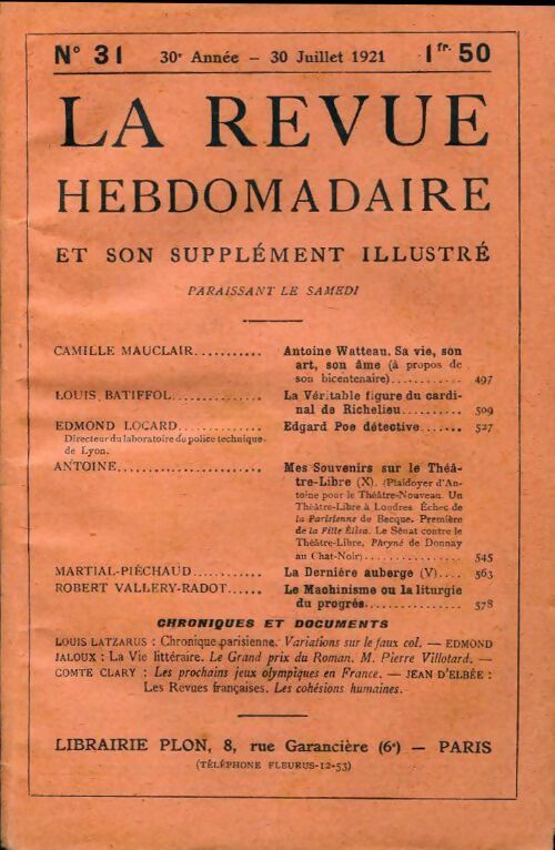 Livrenpoche : La revue hebdomadaire 30e année n°31 - Collectif - Livre